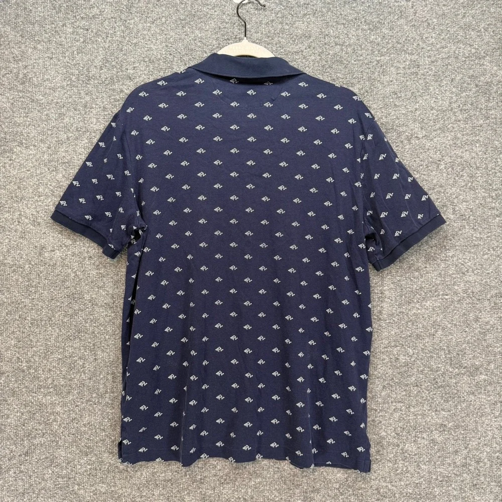 Polo Ralph Lauren Polo Shirt Men Medium Blue Monogram All Over Print Classic Fit